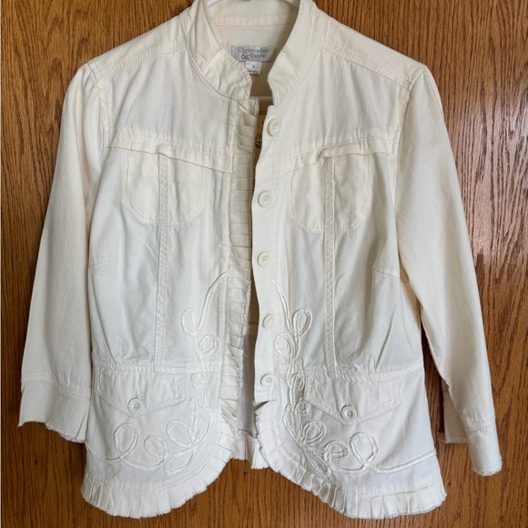 Christopher & Banks Jackets & Blazers - Elegant White Embroidered Women's Jacket